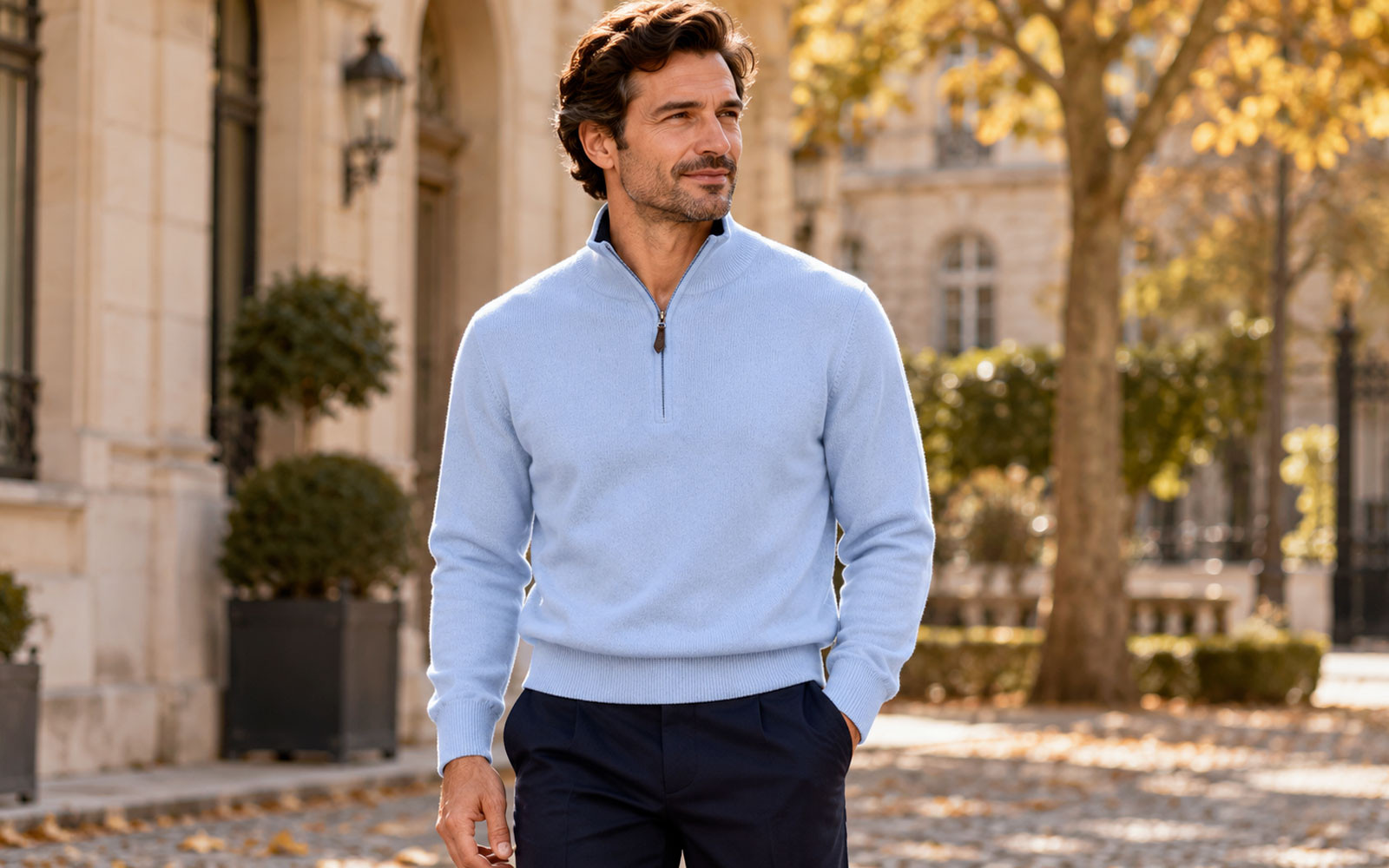 Pulls col zippé homme