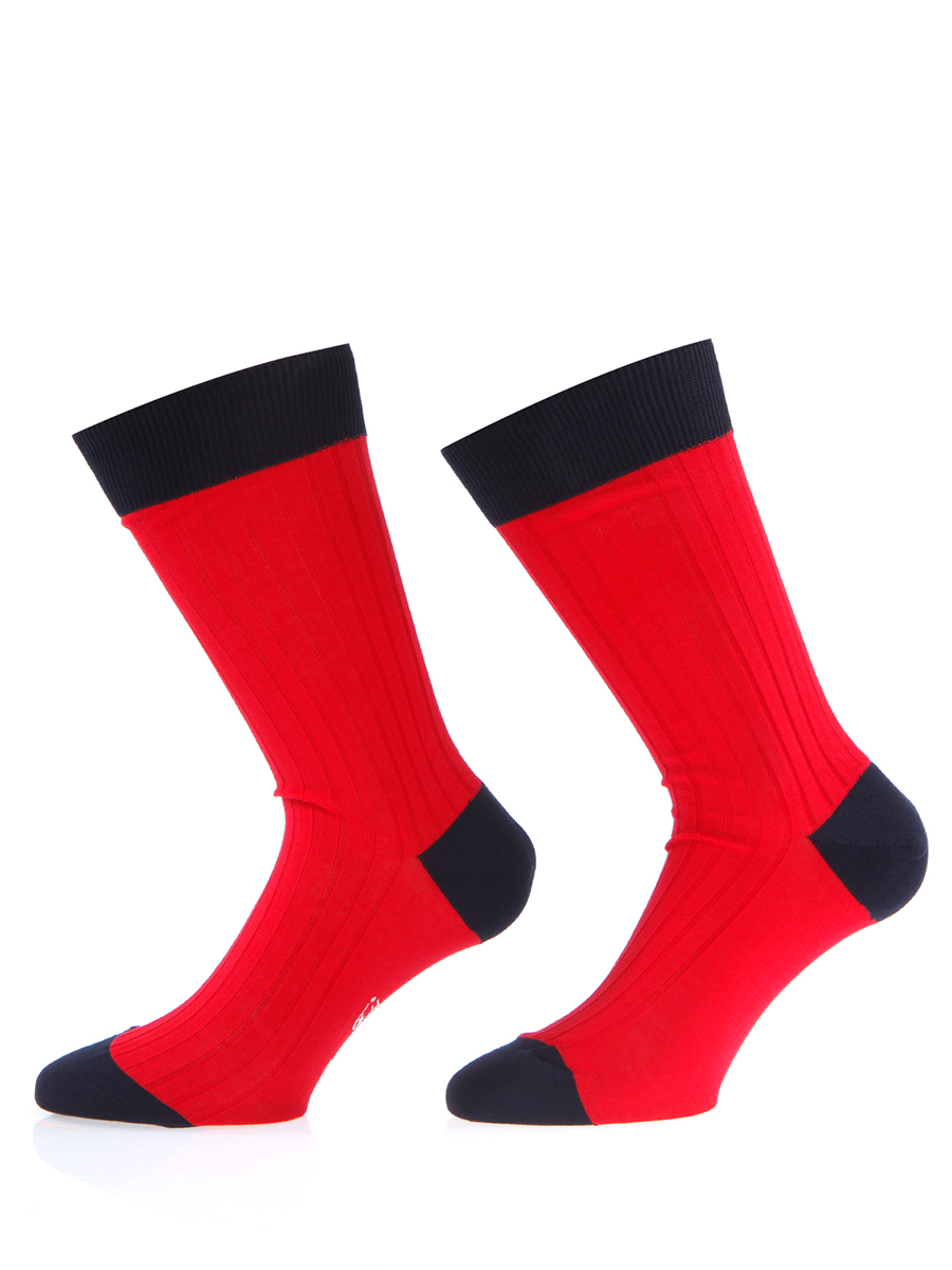 Chaussettes noires bord rouge pour homme en fil d'Écosse 100% coton